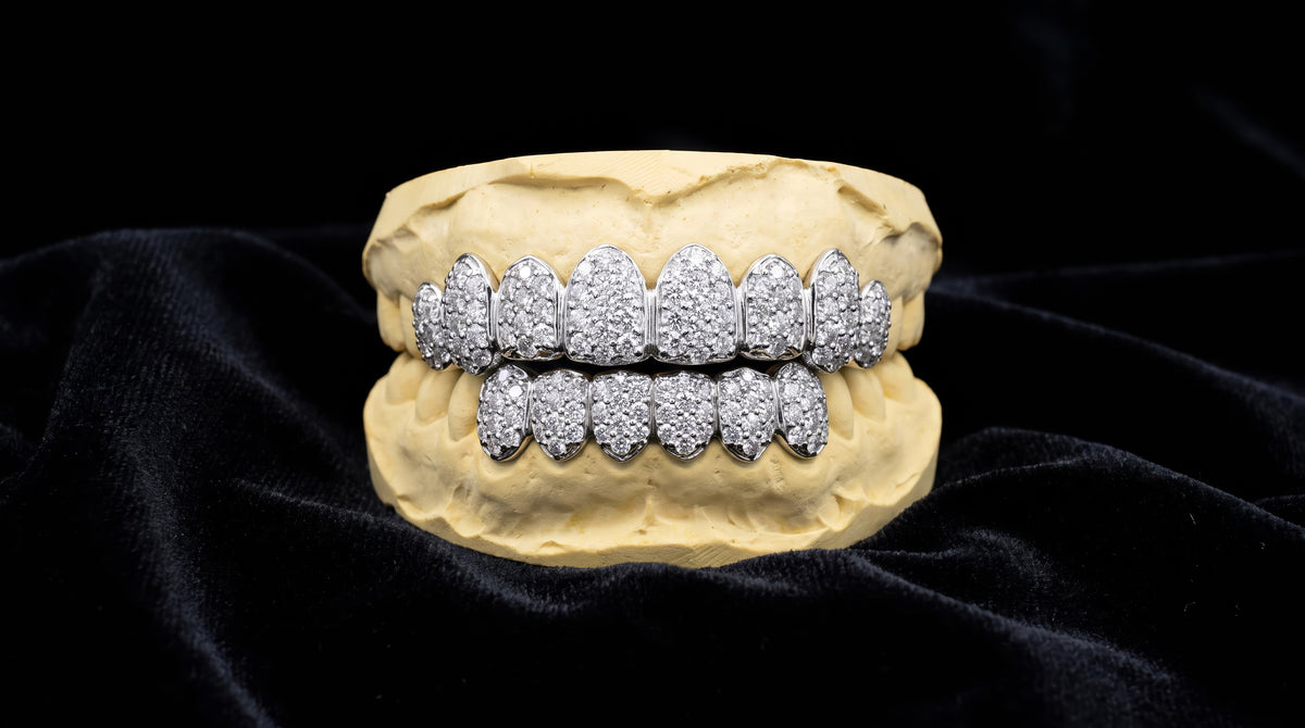 VVS Moissanite Grillz with 1.8mm stones - Silver