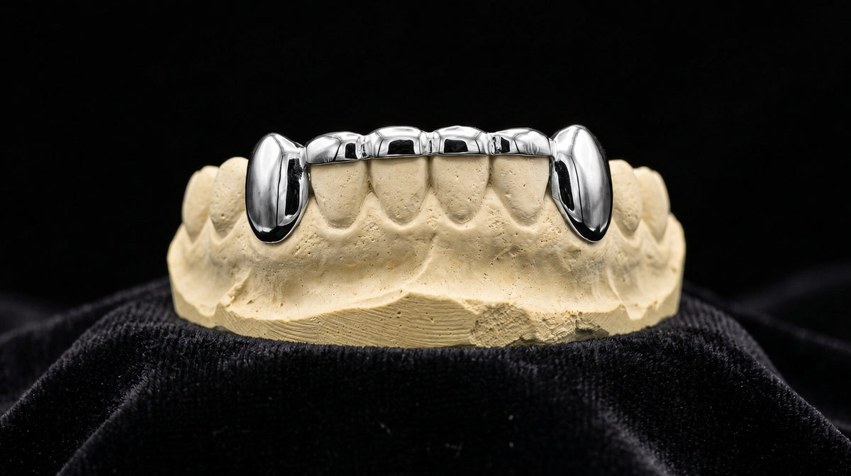 Front Bridge Gold Grillz - White Gold