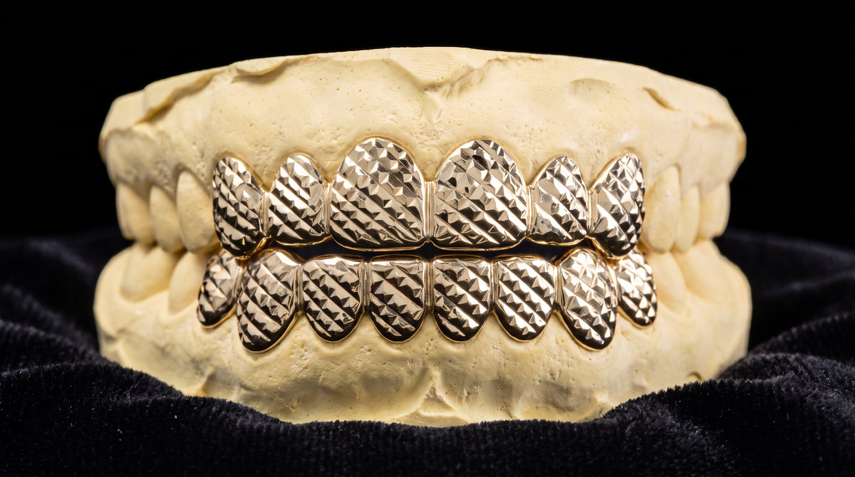 Diamond Cut Gold Grillz - Yellow Gold